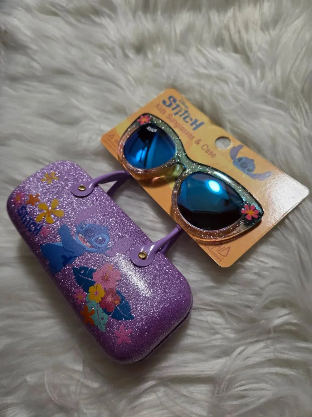 Stitch Glitter Cat-Eye Sunglasses & Hard Case